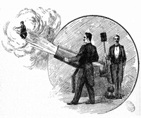 Disegno del lancio di una persona dal cannone