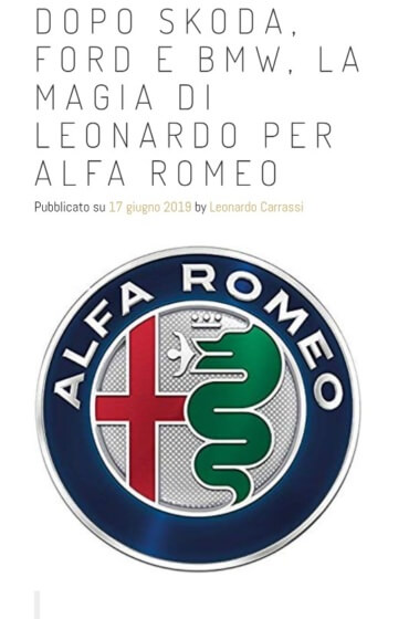Dopo Skoda, Ford, Bmw, la magia di Leonardo per l’evento Alfa Romeo